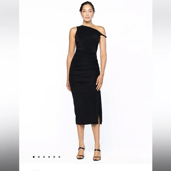 chinese dress ladies Tyla Black Asymmetric High-Neck Split Maxi Dress  Club L London